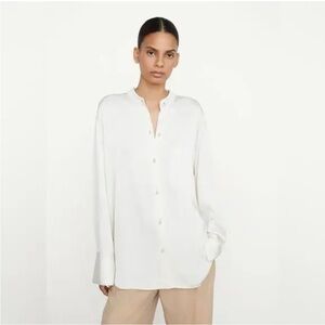 Vince Optic White Band Collar Button Down minimalist business casual Shirt NWT